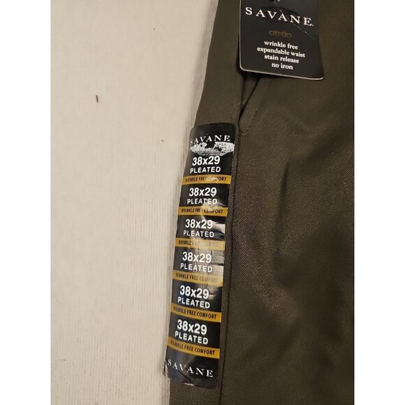 NWT SAVANNE Men's Pants 38x29 Brown  Straight Fit  Pleated Comfort Waist New - Picture 3 of 8